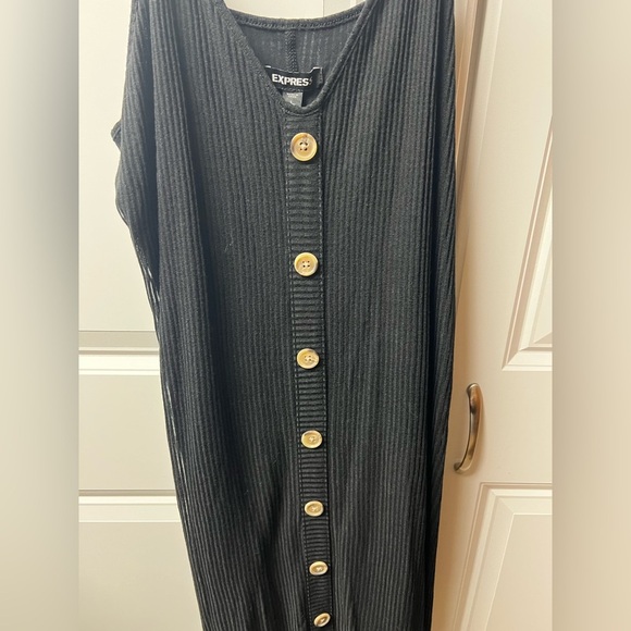 Express Black Ribbed Sleeveless Slip Midi Dress, Large - Picture 4 of 5